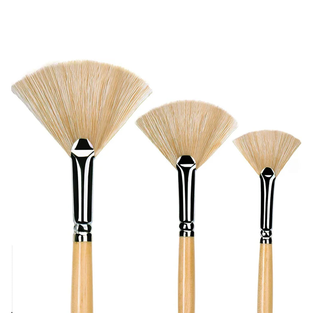 Fuumuui 3pcs Professional Bristle Oil Brushes