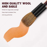 Fuumuui Professional Watercolor Brush with Synthetic Goat Mixed Hair creating a smooth orange paint stroke, perfect for large area coverage and consistent flow.