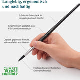 Ensemble de 9 pinceaux ronds pour aquarelle Fuumuui avec poils d'écureuil synthétiques de haute qualité, manche en bois ergonomique certifié FSC, virole à double sertissage pour éviter la perte de poils et distinction Climate Pledge Friendly, idéal pour Fuumuui Art Supplies.