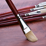 Fuumuui 11pcs Professional Bristle Oil Brushes set with dark wooden handles, silver ferrules, and light bristles.