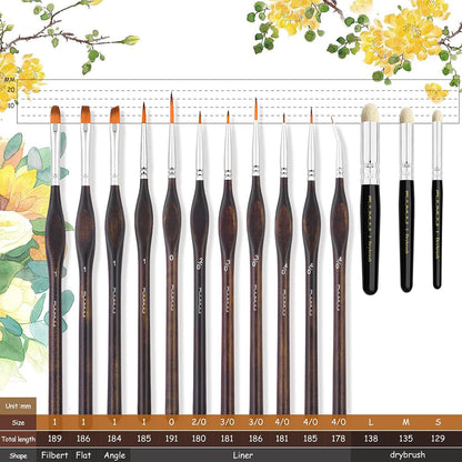 Fuumuui 14pcs Professional Nylon Detail Brushes