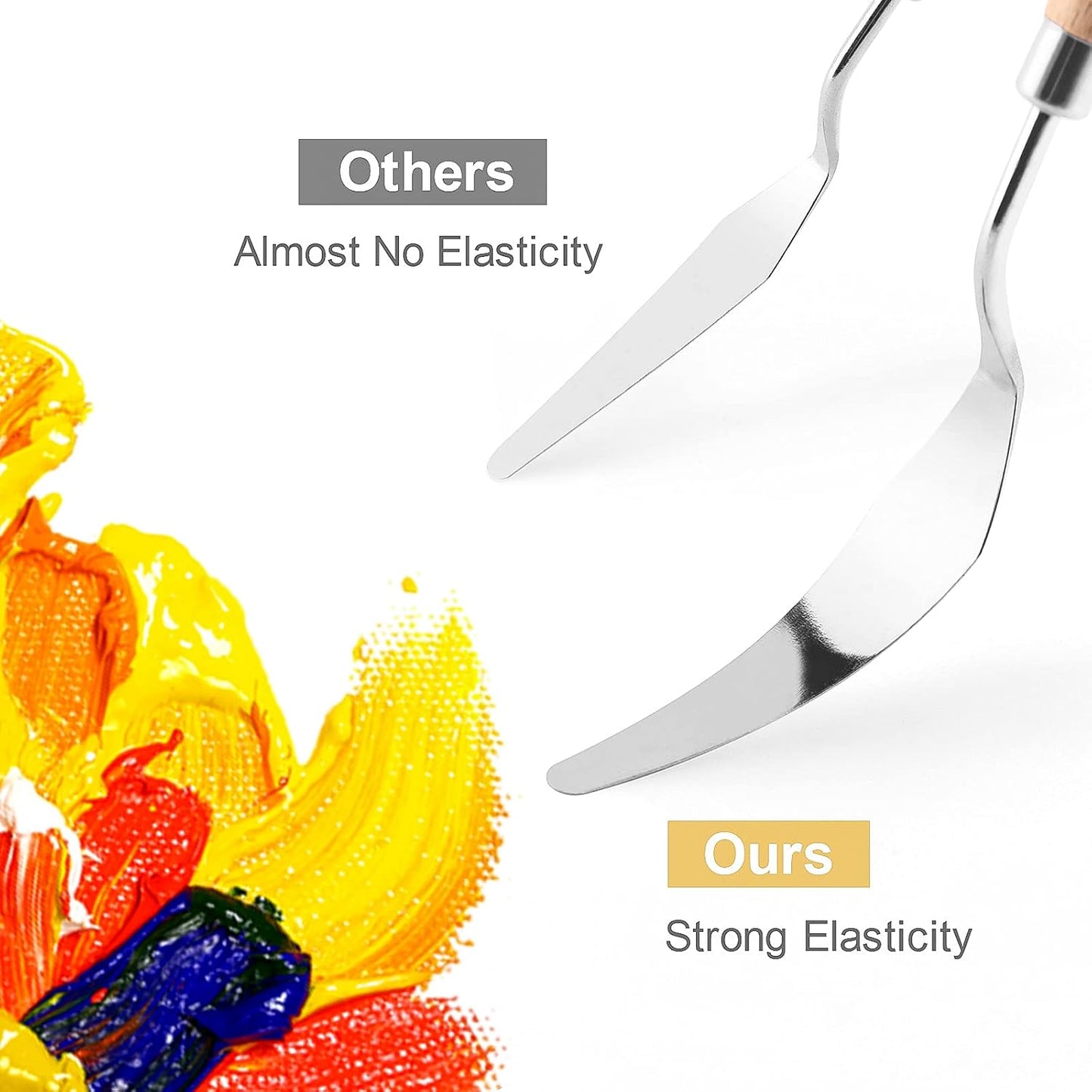Palette Knife Painting, 5Piece Painting Knives Stainless Steel Spatula Palette Knife Oil Painting Accessories Color Mixing Set for Oil, Canvas, Acrylic | Paint Spatula Palette | Wood Handle