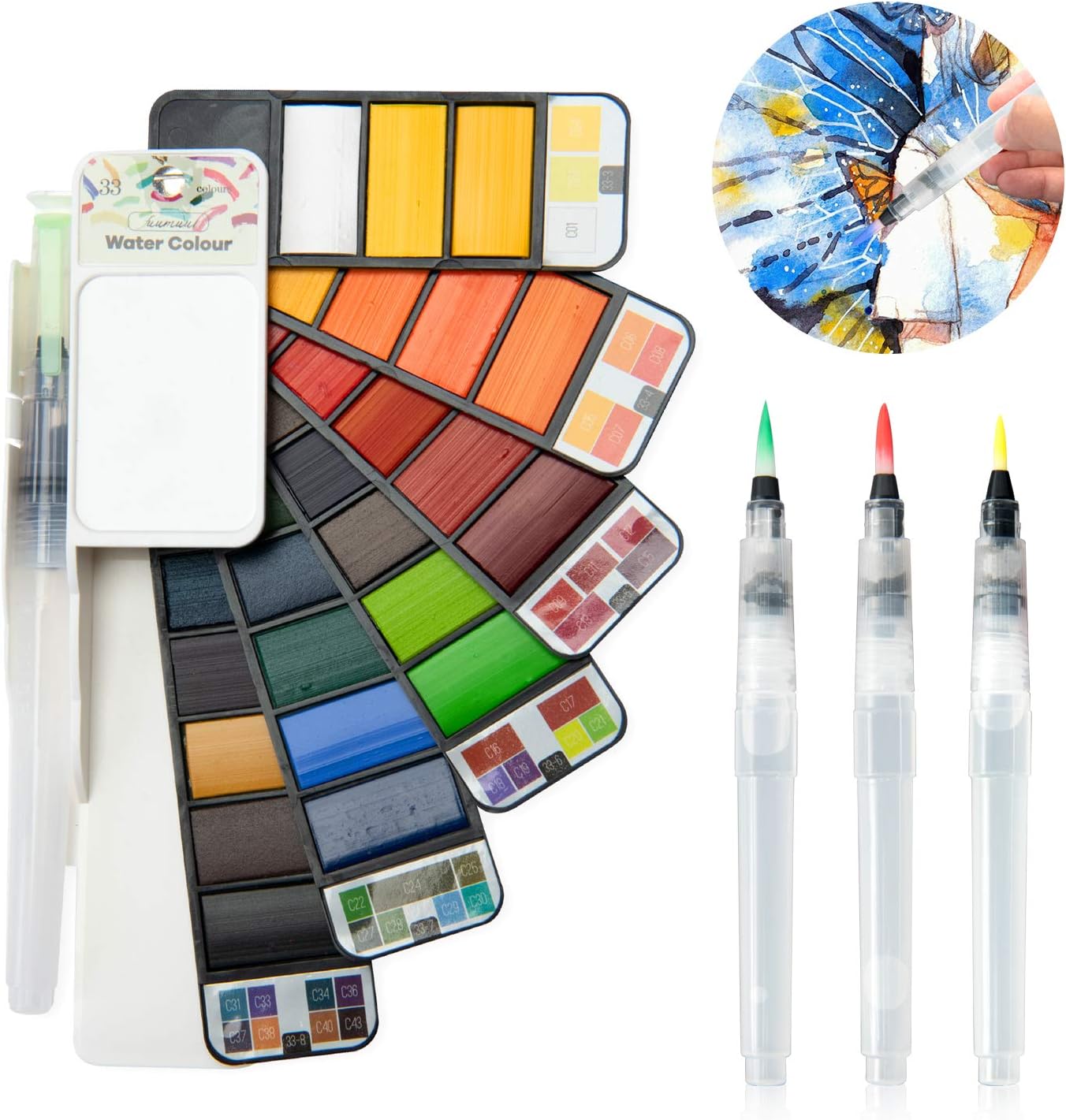 Fuumuui Portable Outdoor Travel Solid Watercolor Paint Set