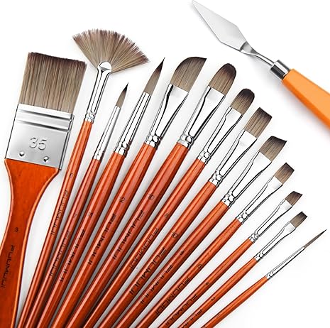 Fuumuui 14pcs Professional Nylon Hair Acrylic Brushes