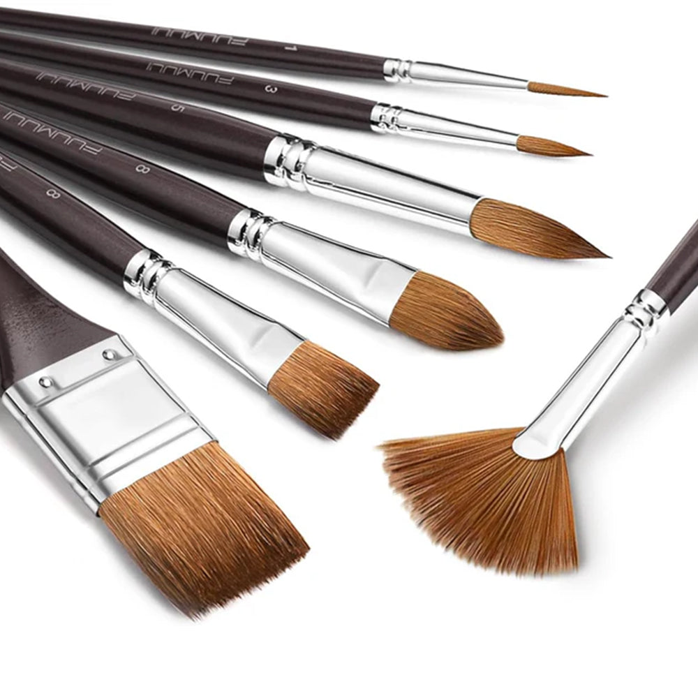 Fuumuui 7pcs Professional Watercolor Brushes