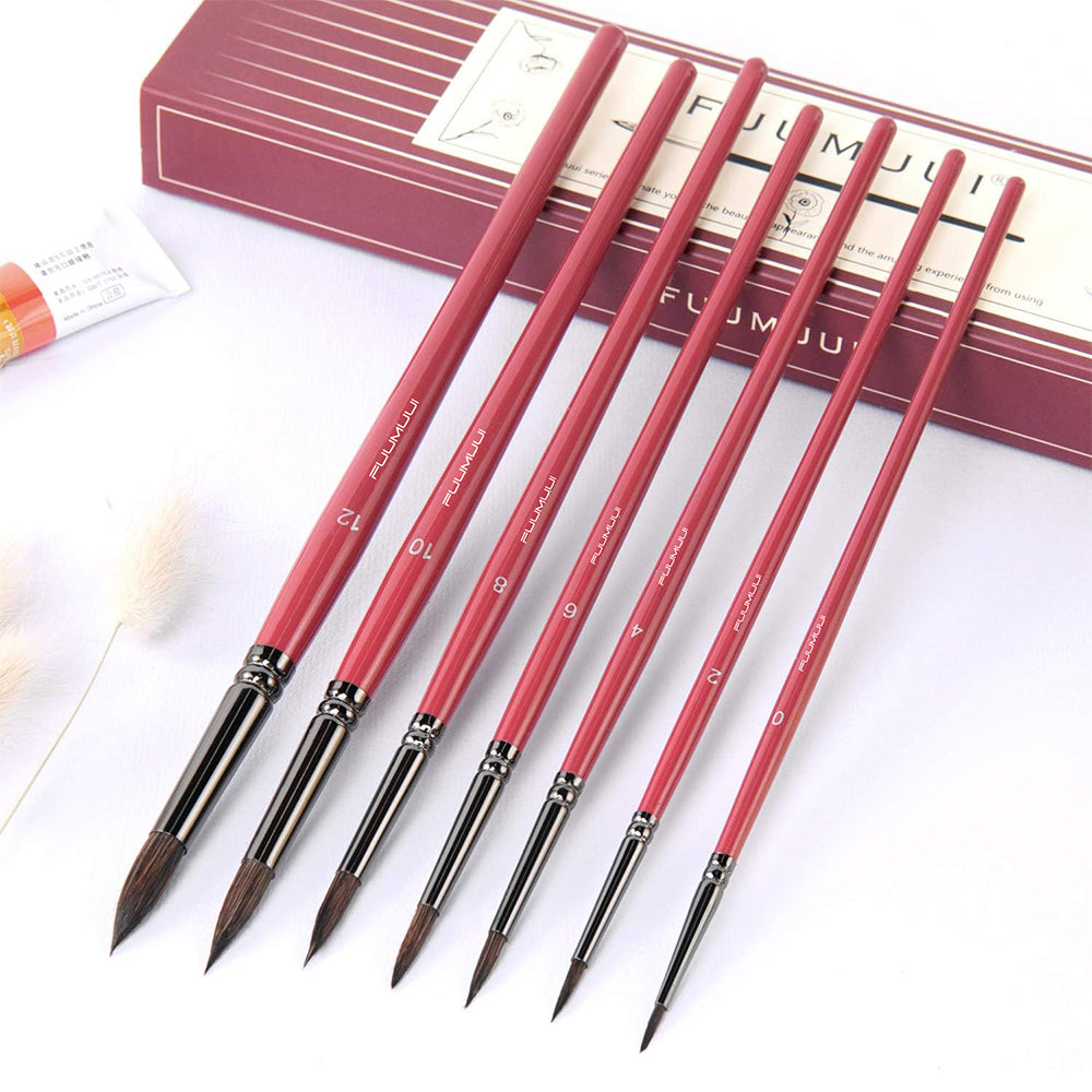 Fuumuui 7pcs Professional Watercolor Brushes