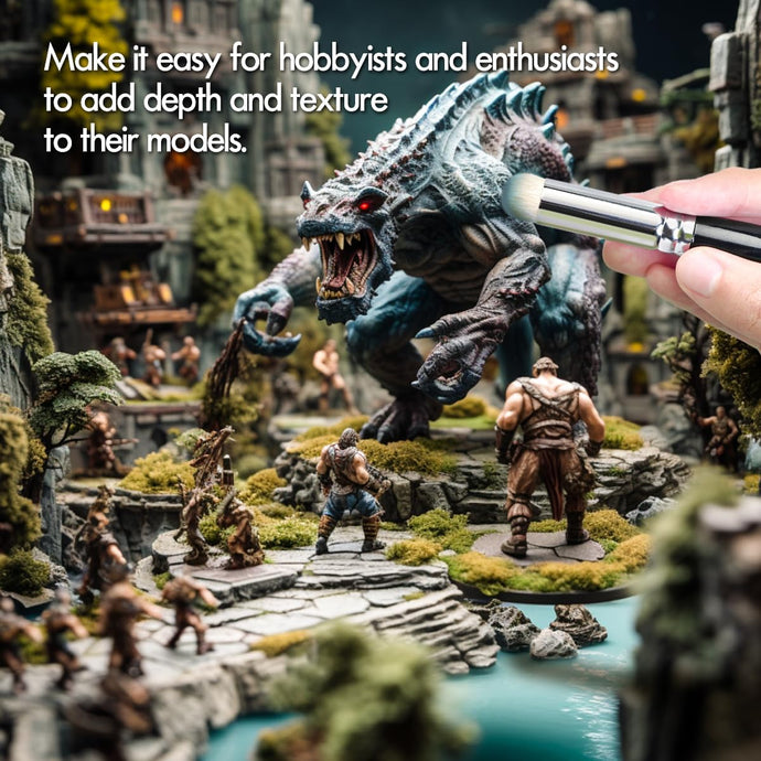 Synthetic Nylon Miniature Paint Brush for Hobbyists & Professional Artists. Use with Acrylic Paint to add depth & texture to a detailed monster model figurine.