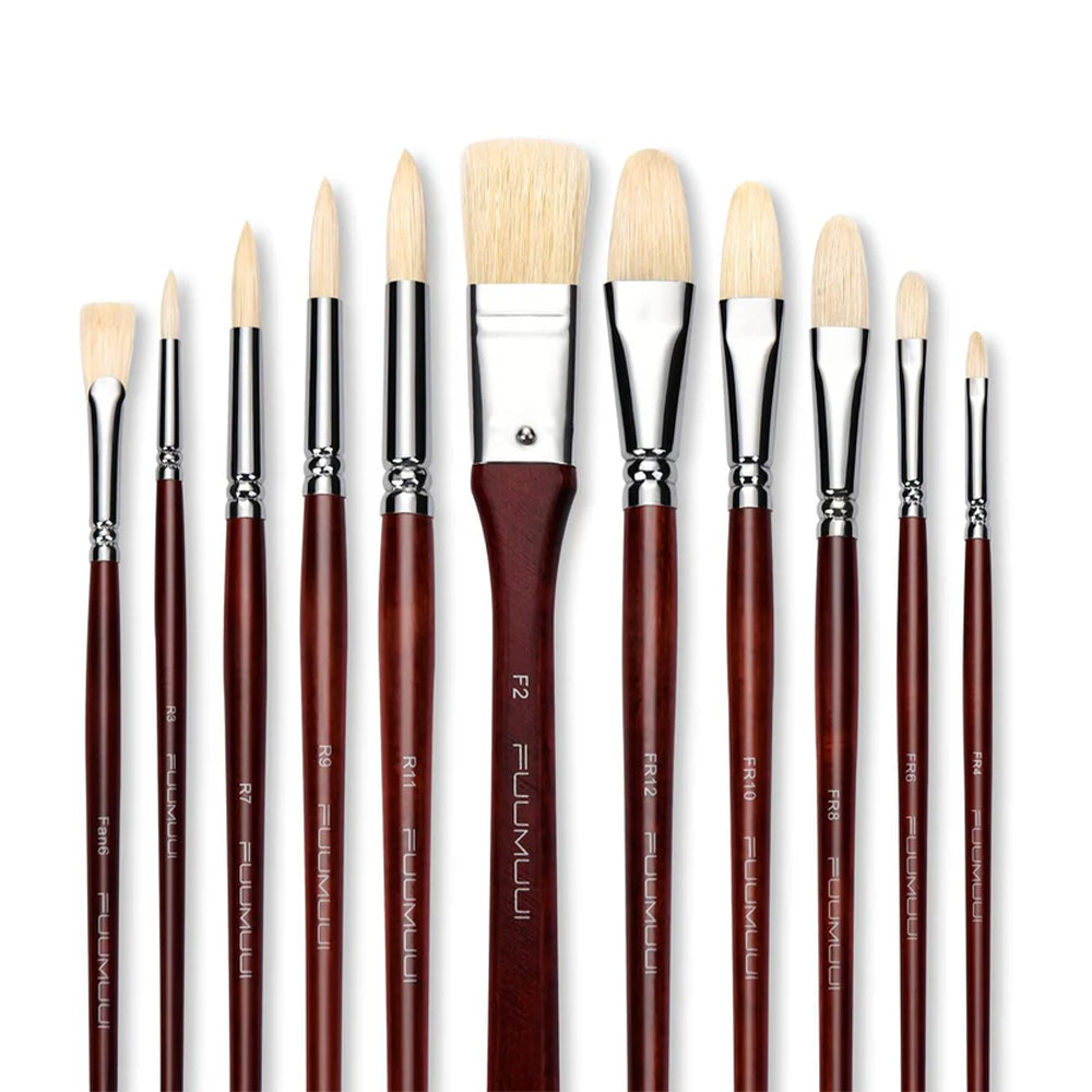 Fuumuui 11pcs  Professional Bristle Oil  Brushes