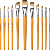 Fuumuui 13er-Set Gesichts- und Acrylmalpinsel mit verschiedenen Formen, darunter flache, runde, Detail-, Winkel-, Filbert- und Blütenpinsel.