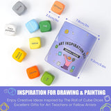 Art Dice for Creative Inspiration, Breaking Creative Block New Ways of Inspiration, Fuumuui Wooden Art Dice Painting Game Unique Gift for Artists & Teachers, Set of 9 for Studio and Classroom