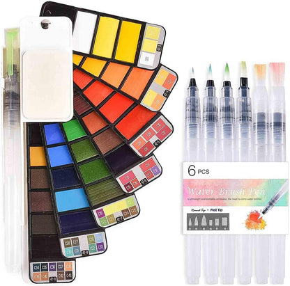 Fuumuui Portable Outdoor Travel Solid Watercolor Paint Set