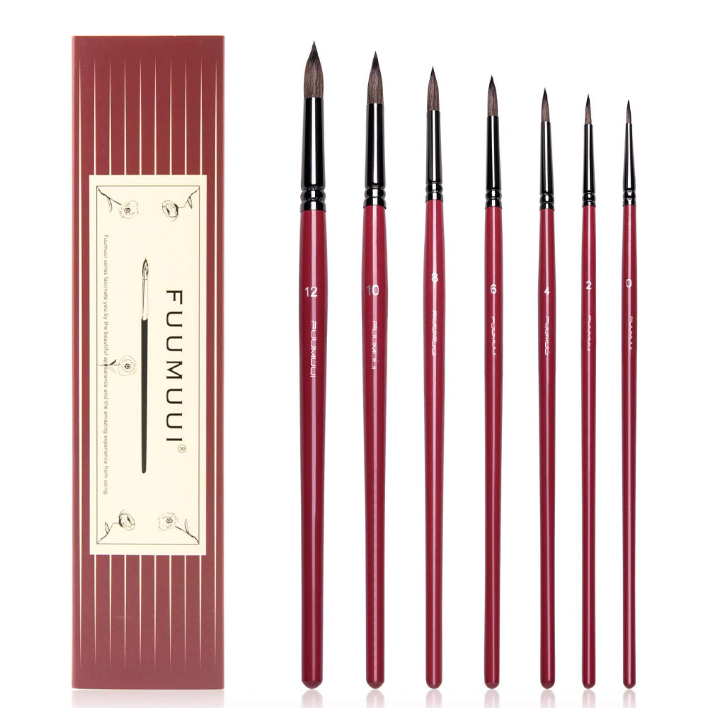 Fuumuui 7pcs Professional Watercolor Brushes