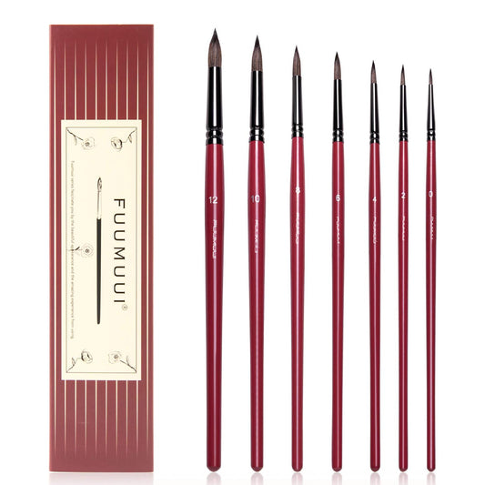 Fuumuui 7pcs Professional Watercolor Brushes