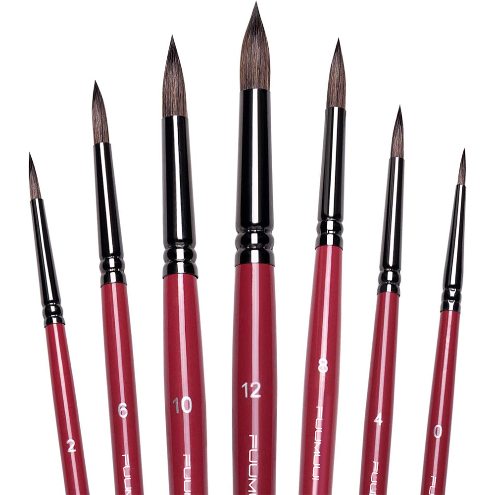 Fuumuui 7pcs Professional Watercolor Brushes