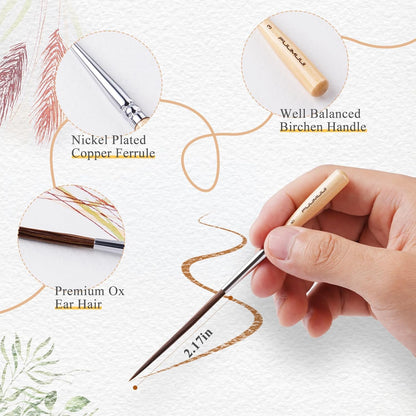 Fuumuui Long Liner Brush , ideal for watercolor ,Acrylic & Oil with PVC bag