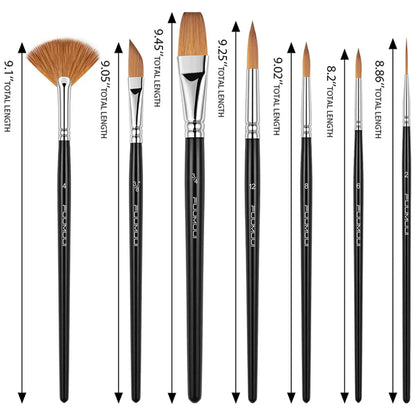 Fuumuui 7pcs Professional Sable Watercolor Brushes