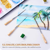 Fuumuui Long Liner Pinselset für Präzisionsaquarell-, Gouache- und Acrylmalerei, mit drei feinen Detailpinseln mit einem Kunstwerk und einer Palette.