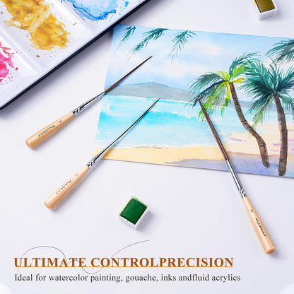 Fuumuui Long Liner Brush , ideal for watercolor ,Acrylic & Oil with PVC bag