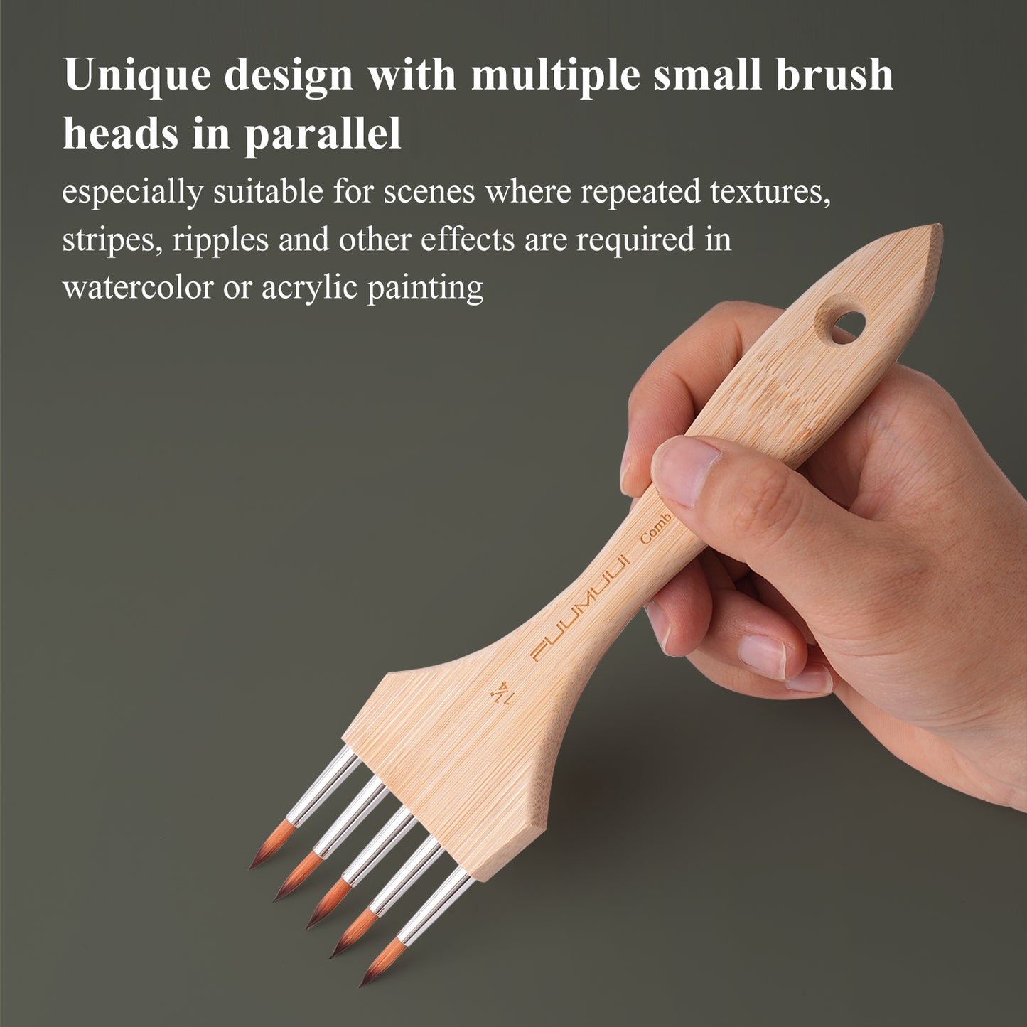 Fuumuui Multi-Head Nylon Bristle Tip Round Comb Brush – Designed for Special Effects and Creative Textures, Suitable for Watercolor, Acrylic, Gouache Painting