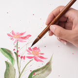 Handmalerei von Aquarellblumen mit einem FUUMUUI handgefertigten Tierhaarkalligraphiepinsel von Fuumuui Art Supplies.