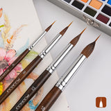 Fuumuui 4PCS  Professional Watercolor Artist Paint Brush Set for Art Painting Wooden Handle Sable Hair Art Brush