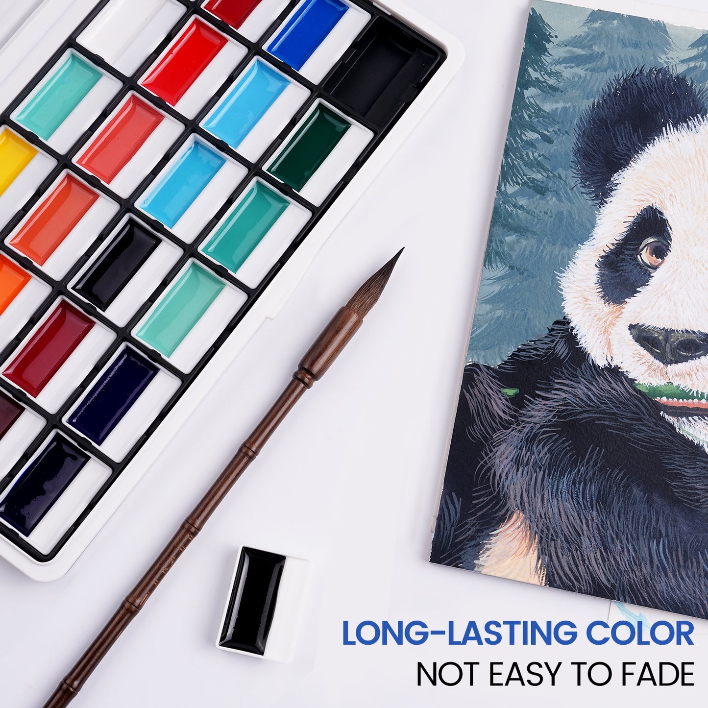 FUUMUUI 24-Color Semi-Solid Opaque Watercolor for Professional Artists