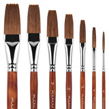 Fuumuui High Quality 7 Size Long Flat Weasel Hair Artist Watercolor Paint Brush