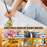 Pennelli professionali in martora per acquerello Fuumuui che mostrano la loro versatilit¨¤ per acquerello, inchiostro, colorante e pittura a guazzo.