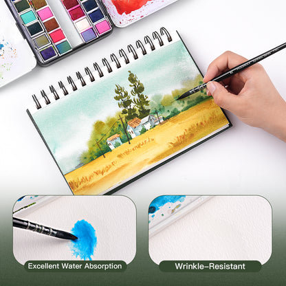 FUUMUUI 20-Sheet A4 100% Cotton Watercolor Paper Pad – Spiral Bound, Heavyweight Artist-Grade Watercolor Sketchbook