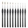 Fuumuui 10pcs professional nylon detail brushes set with black handles and various fine tips