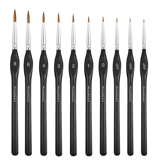 Fuumuui 10pcs Professional Nylon Detail Brushes 