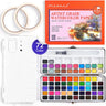 Fuumuui Watercolor Paint Pocket Set with 72 Bright Colors, Fuumuui watercolor paper, white palette, and masking tapes.