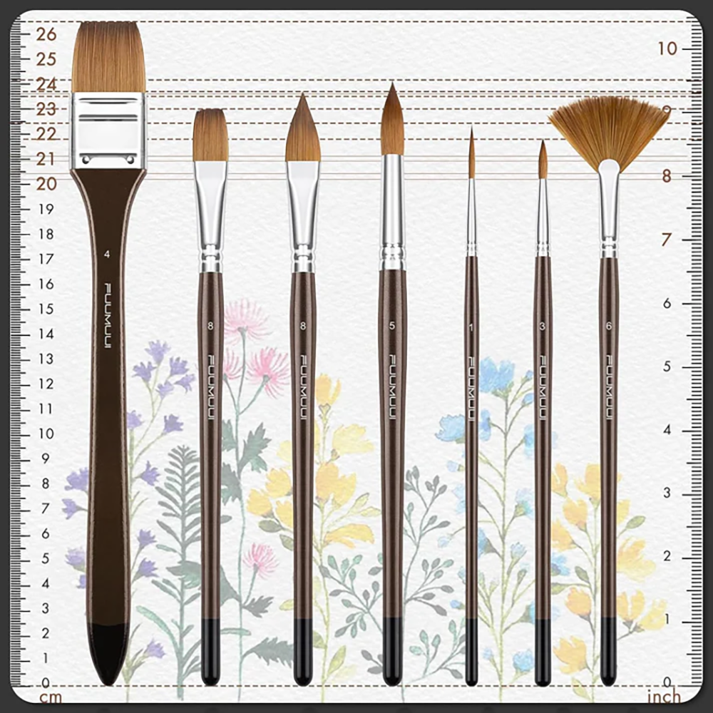 Fuumuui 7pcs Professional Watercolor Brushes