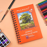 Fuumuui 100% Cotton Watercolor Travel Journal - 22 Sheets 5.5x8.5-inch Cold Pressed Watercolor Paper - 140LB/300GSM Watercolor Journal for Watercolor Gouache Ink