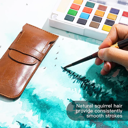 Fuumuui 4pcs Squirrel Hair Travel Watercolor Brushes