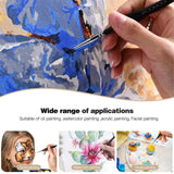 Fuumuui professioneller Nylonhaarpinsel, der präzise auf Leinwand malt und seine Vielseitigkeit für Gesichtskunst, Aquarellmalerei und Modelldetaillierung demonstriert.