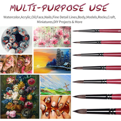 Fuumuui 7pcs Professional Watercolor Brushes