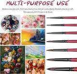 Fuumuui Paint Brush Set for Watercolour, 7 Pieces Artist Brushes Sable Hair for Watercolour, Acrylic Paints, Gouache Oil, Tempera, Painting, Face Body Art, Crafts, Real Hair Brush Set for Painting,