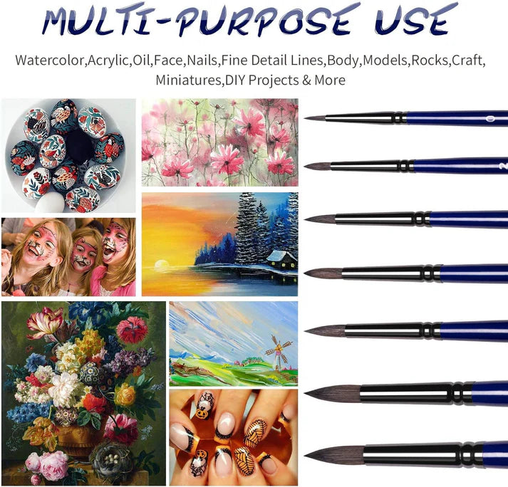 Fuumuui 7pcs Professional Watercolor Brushes