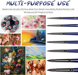 Fuumuui Paint Brush Set for Watercolour, 7 Pieces Artist Brushes Sable Hair for Watercolour, Acrylic Paints, Gouache Oil, Tempera, Painting, Face Body Art, Crafts, Real Hair Brush Set for Painting,