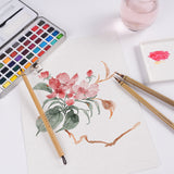 Fuumuui 3-teiliges Aquarellpinsel-Set (natürliches Wiesel- & Kaninchenhaar, kurze Spitze für Präzision) malt rosa Blumen mit Fuumuui Art Supplies.