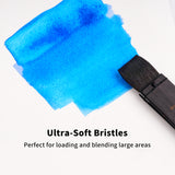 Fuumuui 4er-Pack Aquarellpinsel mit ultraweichen Borsten, der eine blaue Lasur auf Papier erzeugt, ideal für Hintergründe und große Malbereiche.