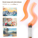 Fuumuui badger hair dome round brush with stiff bristles showcasing great snap and excellent color release for precision and control in professional oil, acrylic, and gouache painting.