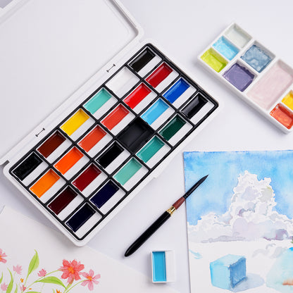 FUUMUUI 24-Color Semi-Solid Opaque Watercolor for Professional Artists