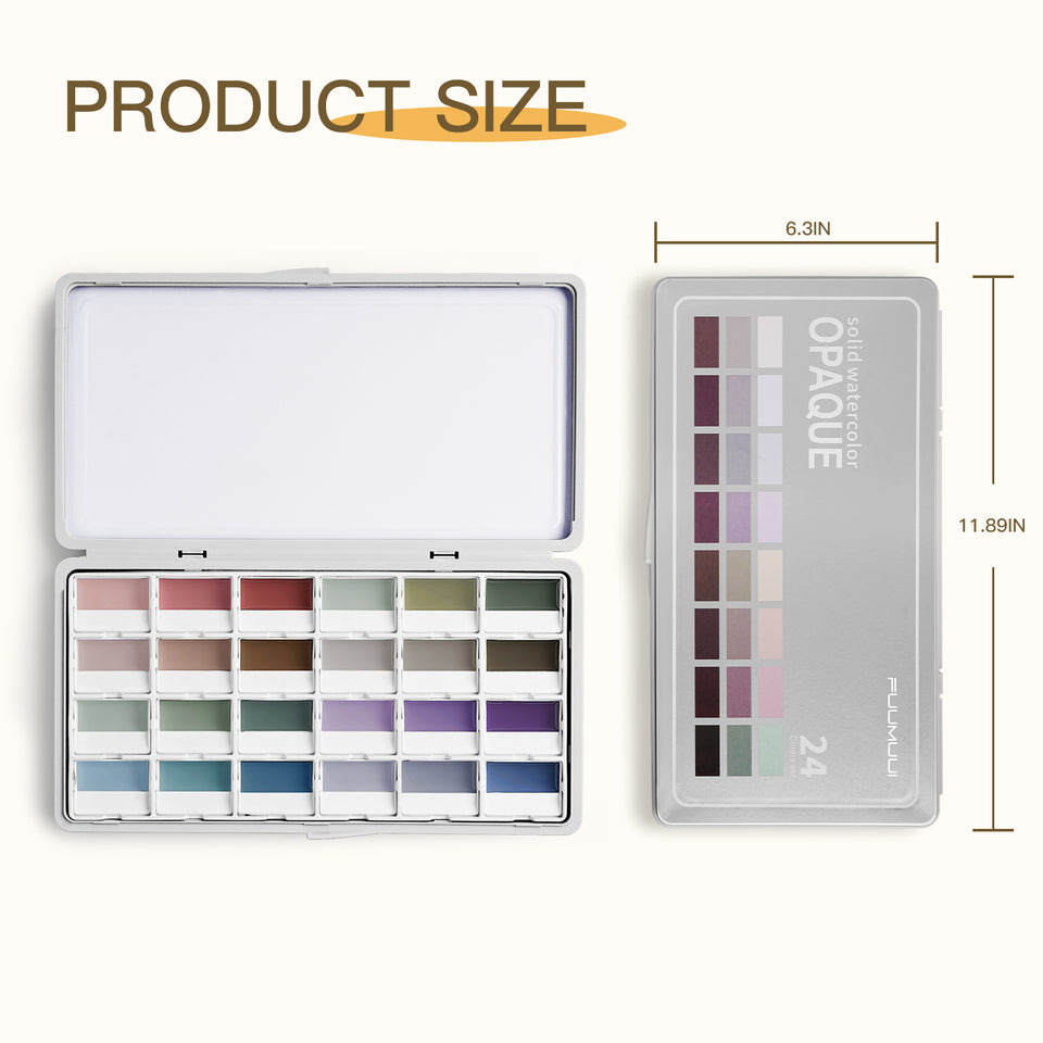 24-Color Opaque Watercolor Set - Muted Color丨Fuumuui