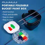 Fuumuui Multifunktionaler, faltbarer Pinselwascheimer mit Pinseln, einer Mischpalette und einer transparenten, tragbaren Aquarellfarbenbox, die sein leicht zu reinigendes und zu transportierendes Design für Künstler hervorhebt.