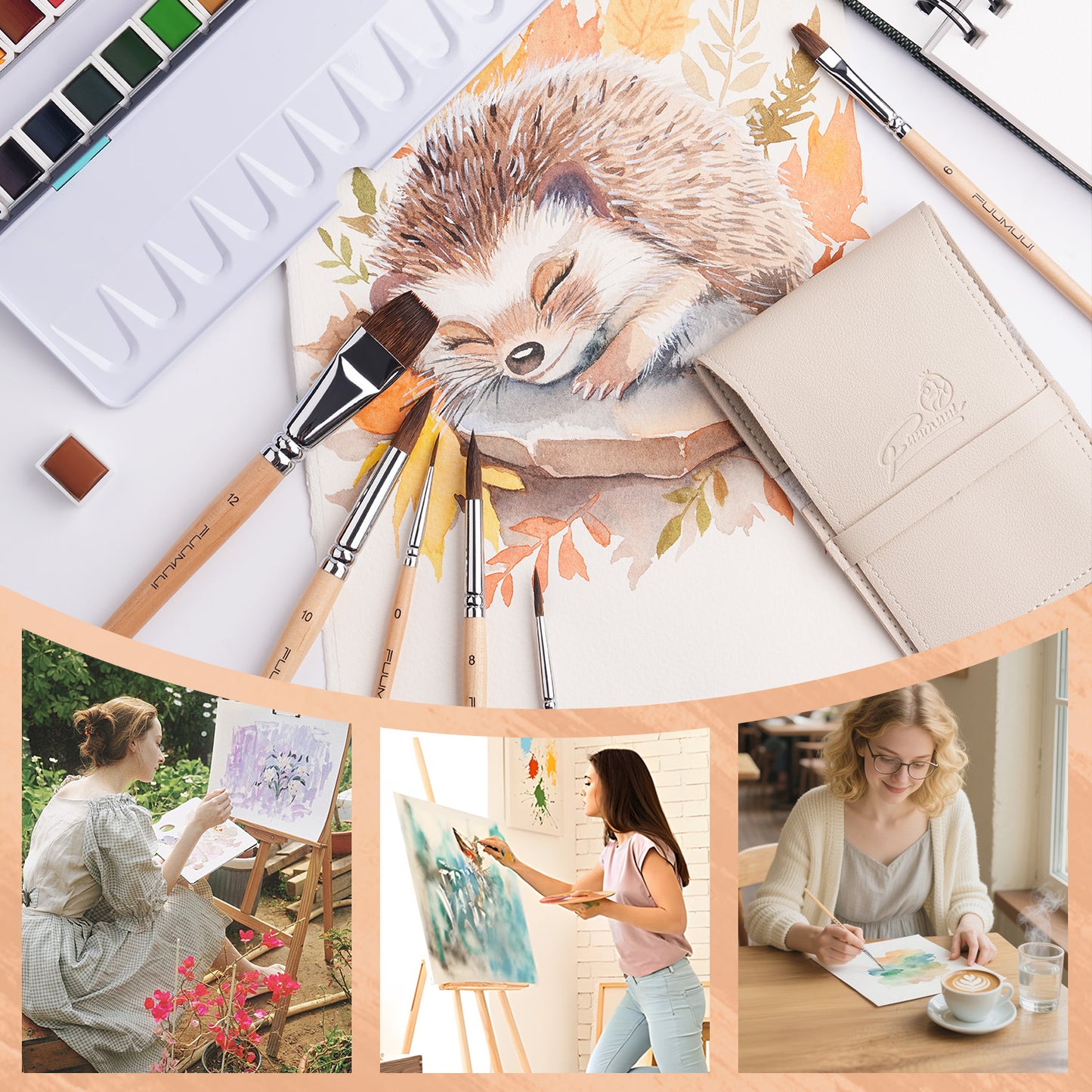 Fuumuui Portable Watercolor Travel Set – 24 Colors Palette, Watercolor Pad & Brush Kit