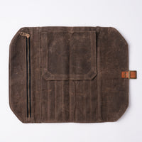 Fuumuui Waxed Canvas Brush Roll | Durable Leather Strap Closure