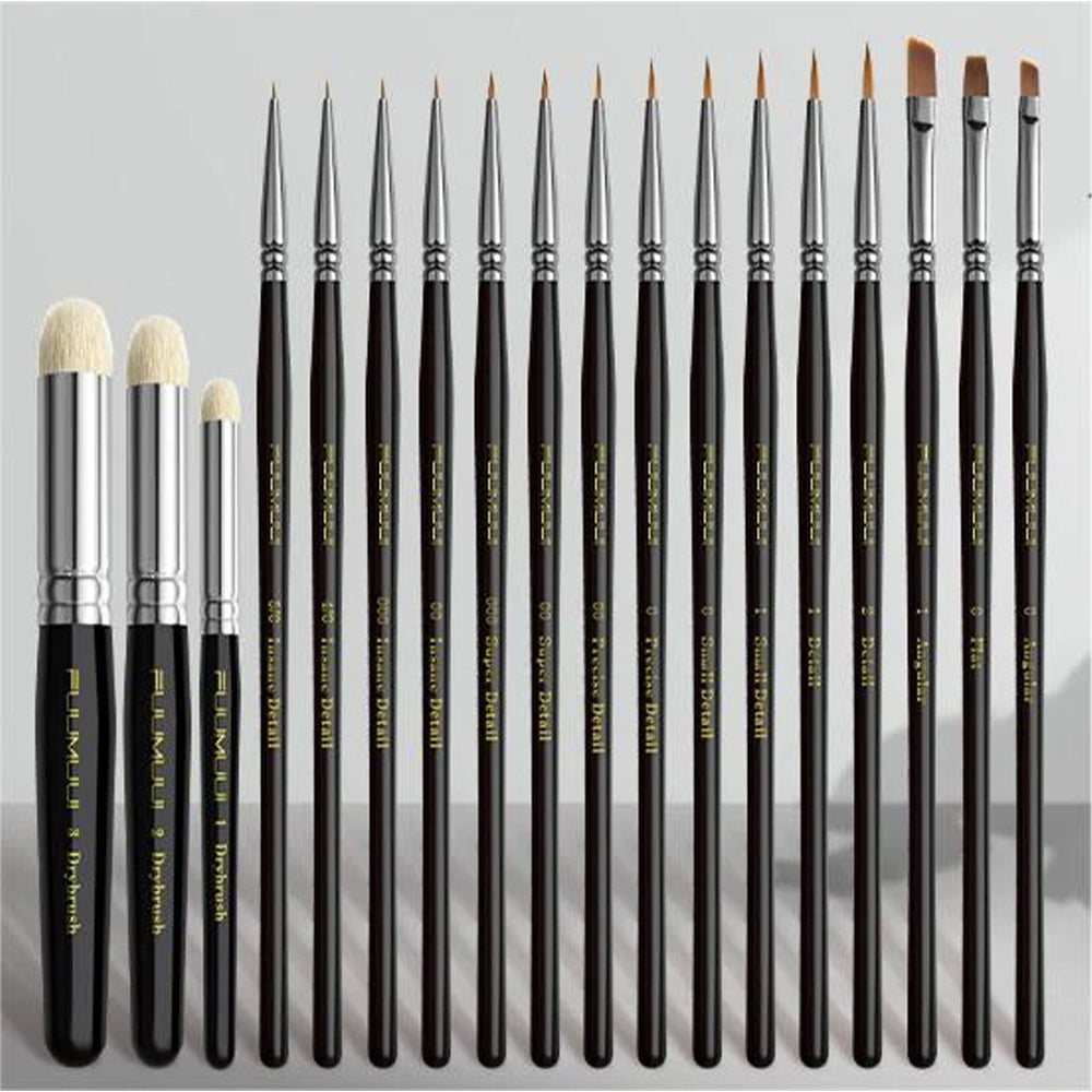 Fuumuui 18ks Professional Nylon Hair Detail &amp; Drybrush 