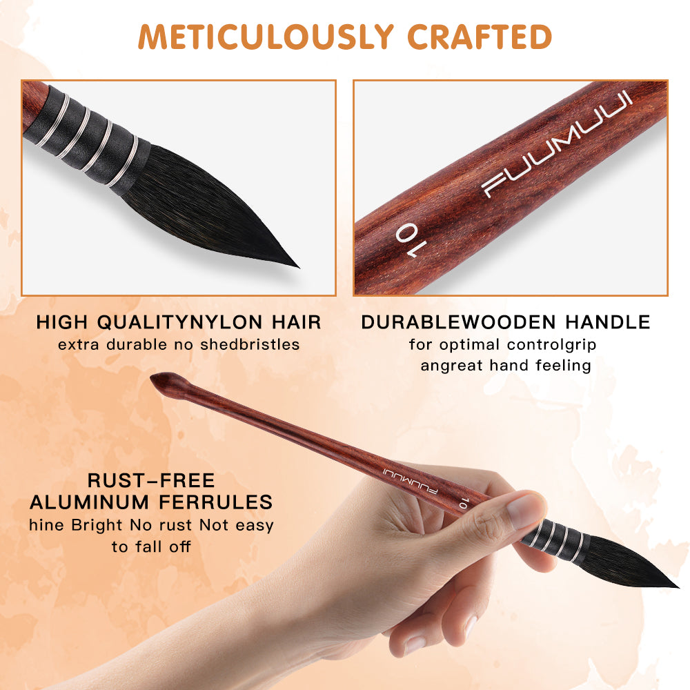 Fuumuui 6pcs Professional Watercolor Brushes